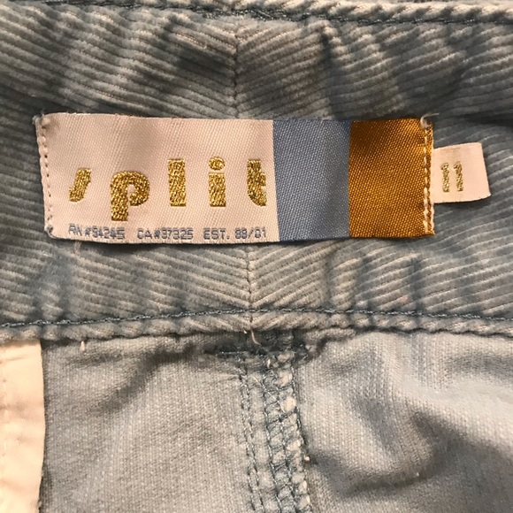Split Baby Blue Corduroy Mini Skirt - Picture 9 of 10